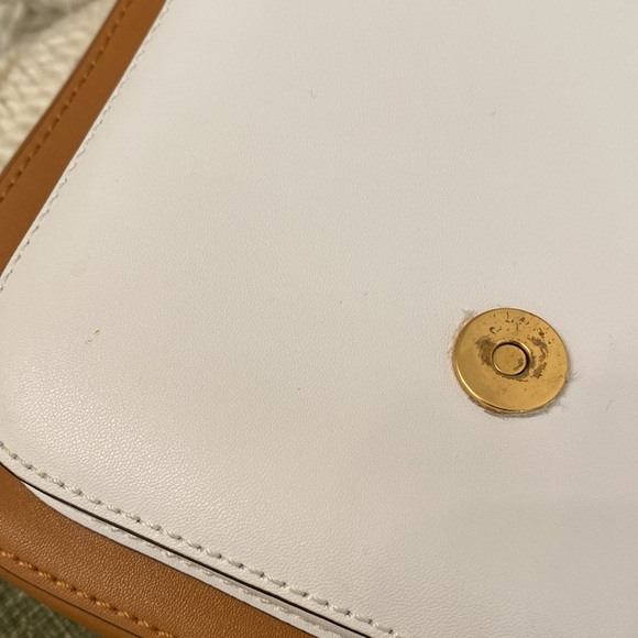 Banana Republic Leather Crossbody Purse Cognac White Taupe - Picture 7 of 8